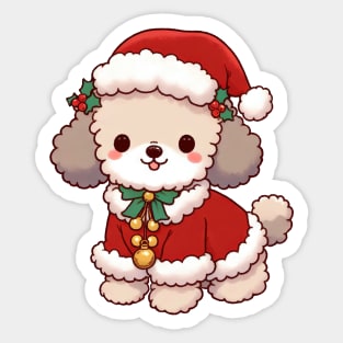 Cute Christmas Poodle Santa Sticker